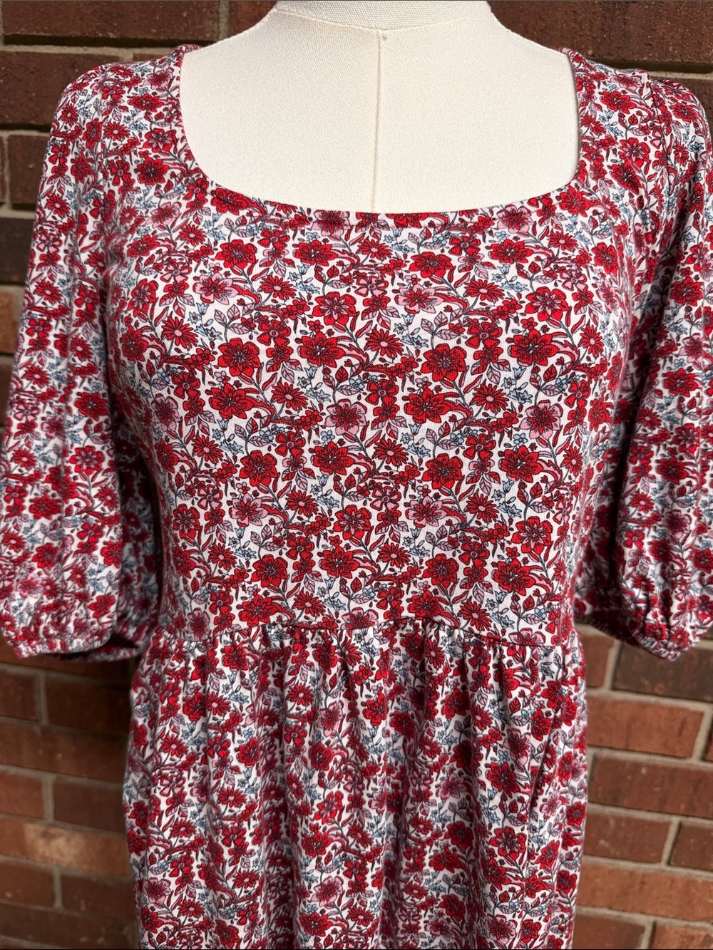 Boden Red Floral Knit Jersey Dress Size 6